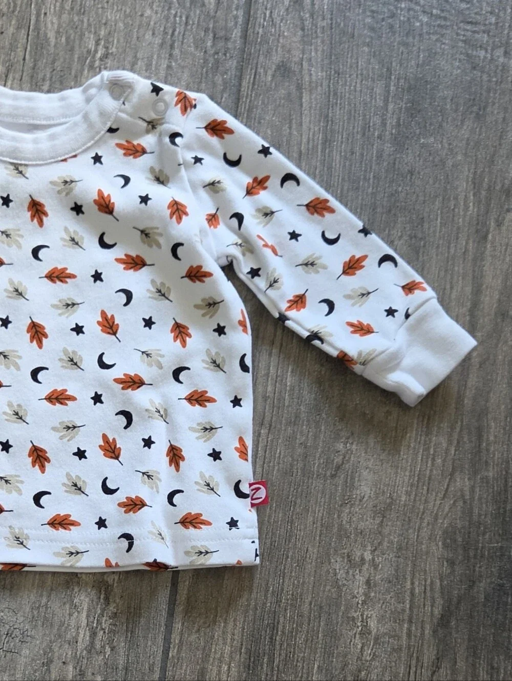 Zutano EUC 6 Months White/Black Leaf Print Shirt and Booties